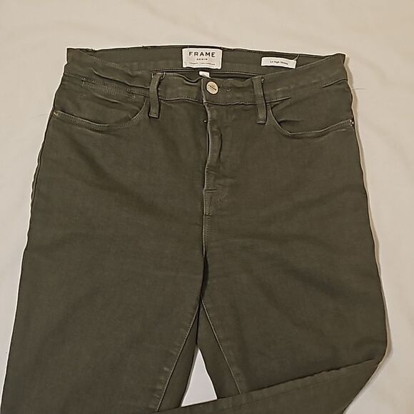 Frame Le High Skinny Jeans Women’s Size 29 Olive Green Stretch Denim Pockets - Picture 2 of 11